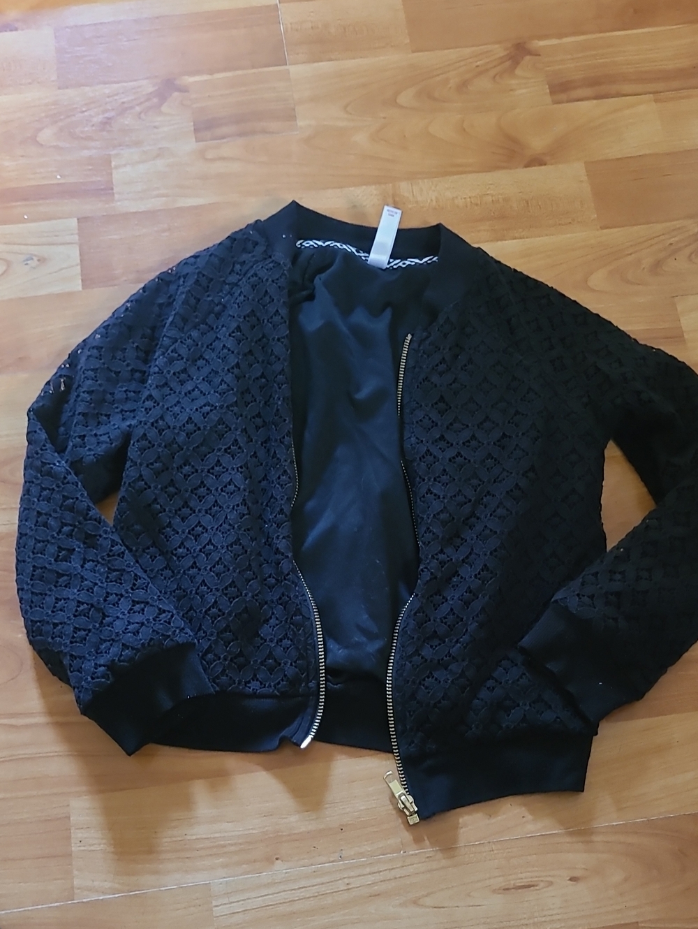 Xhilaration Black Lace Bomber Jacket